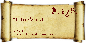 Milin Örsi névjegykártya